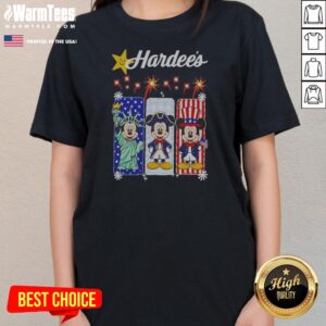 Hardee S Mickey Mouse Statue Of Liberty Patriot Uncle Sam USA ladies tee on ladies tee