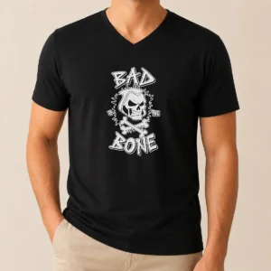 Premium Bad To The Bone Skull Skeleton V-Neck Shirt