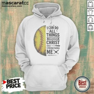 Pretty Baseball I Can Do All Things Through Christ Hoodie