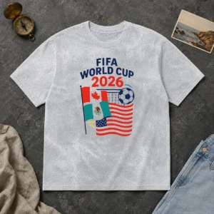 Awesome FIFA World Cup 2026 Canada Mexico United States Soccer printed on a soft washed t shirt in a relaxed fit