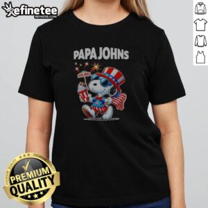 Top Snoopy X Pizza Papa Johns Fourth Of July American 250 Years 1776 2026 Fireworks girlt shirt featuring vibrant fireworks