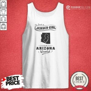 Awesome Just A Jersey Girl In An Arizona World Map State Pride tank top optimized, sleeveless casual wear with state map graphic