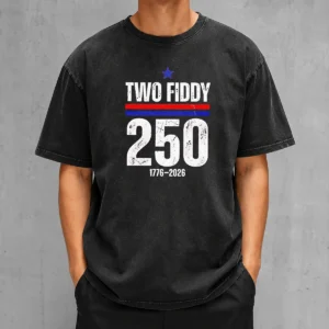 Pretty Two Fiddy 250 17762026 USA Washed T Shirt showing soft fabric texture and classic fit
