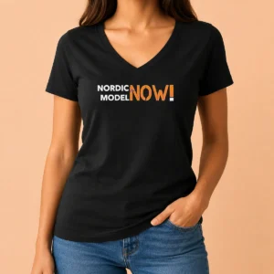 Nice Nordic Model Now! Slogan V-Neck Shirt