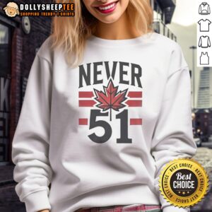 Hot Never 51st State Canada Flag Sweashirt featuring a vibrant flag design on a cozy fabric.
