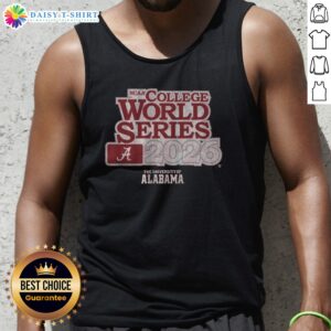 Official Alabama Baseball 2026 College World Series Tank Top featuring team colors and logo