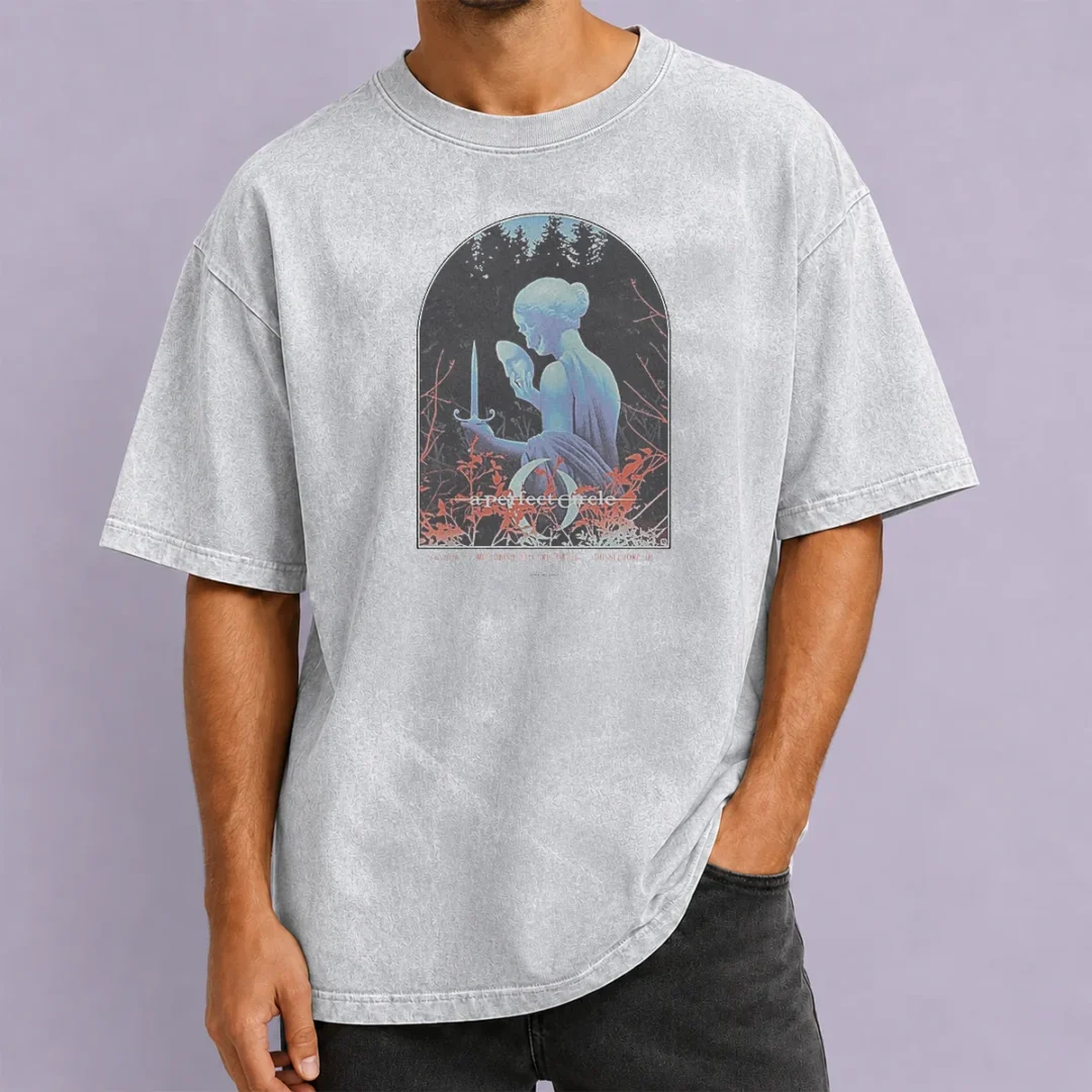 top-a-perfect-circle-dsseldorf-germany-venue-poster-washed-t-shirt Top A Perfect Circle Dsseldorf Germany Venue Poster printed on a washed t shirt with a soft vintage look