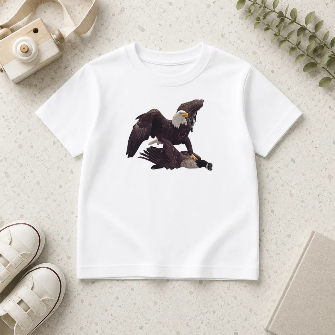 top-bald-eagle-attacking-canada-goose-kids-t-shirt Top Bald Eagle Attacking Canada Goose Kids T-Shirt