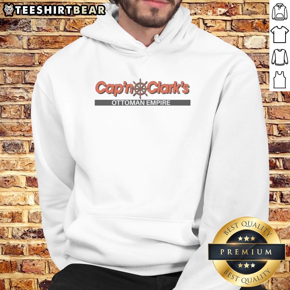 top-cap-n-clark-s-ottoman-empire-nautical-ship-wheel-parody-pun-funny-comedy-hoodie Top Cap'N Clark'S Ottoman Empire Nautical Ship Wheel Parody Pun Funny Comedy Hoodie displayed on a hanger