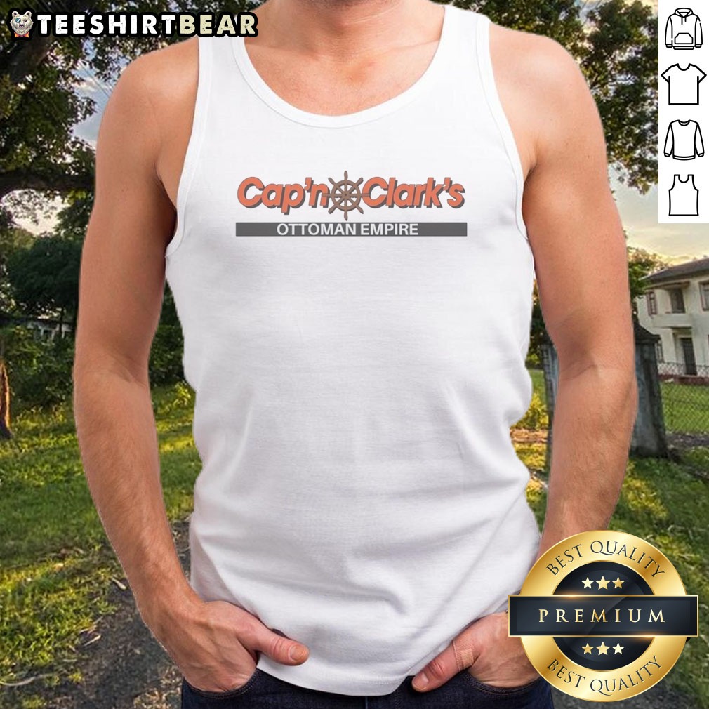 top-cap-n-clark-s-ottoman-empire-nautical-ship-wheel-parody-pun-funny-comedy-tank-top Top Cap'N Clark'S Ottoman Empire Nautical Ship Wheel Parody Pun Funny Comedy Tank Top featuring a humorous design.