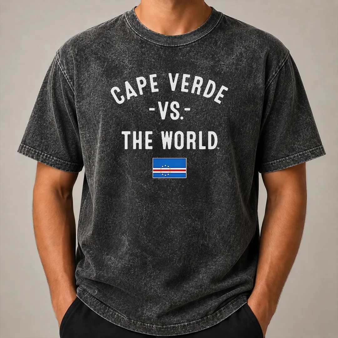 Top Cape Verde Vs The World Soccer Flag Washed T Shirt Top Cape Verde Vs The World Soccer Flag Washed T-Shirt