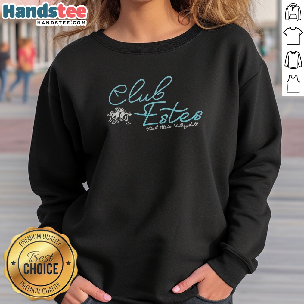 top-club-estes-utah-state-volleyball-sweatshirt Top Club Estes Utah State Volleyball sweatshirt in charcoal gray with logo on front chest, long-sleeve crewneck