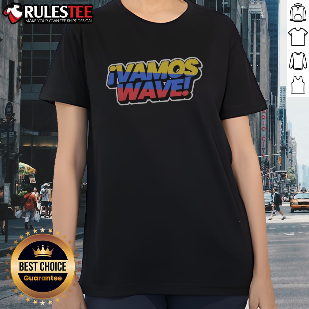 top-colombia-vamos-wave-ladies-shirt Top Colombia Vamos Wave Ladies Shirt displayed on a wooden surface