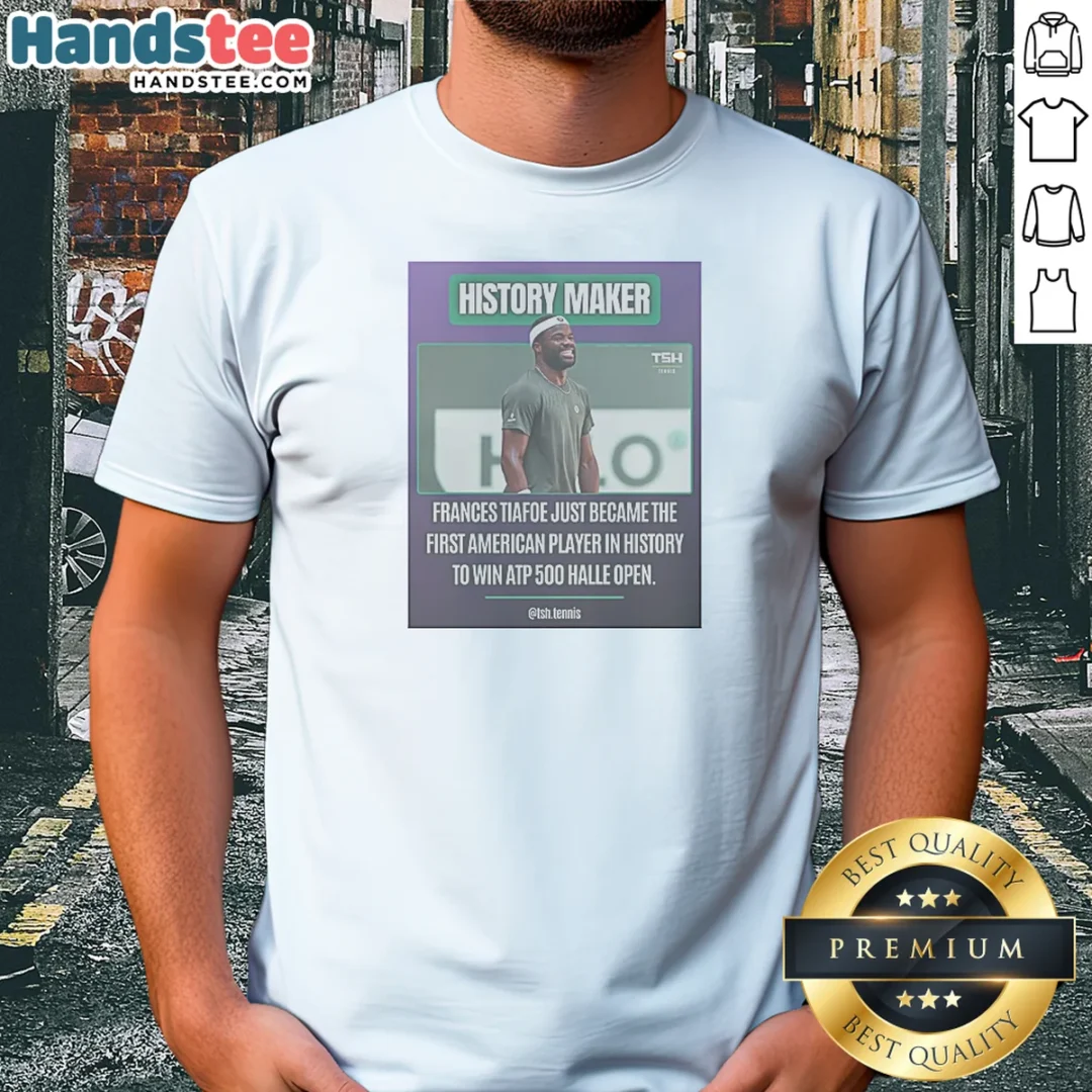 top-history-maker-frances-tiafoe-just-became-the-first-american-player-in-history-to-win-atp-5-shirt-1 Top History Maker Frances Tiafoe Just Became The First American Player In History To Win ATP 5 Shirt shown on a classic crew neck short sleeve tee in white