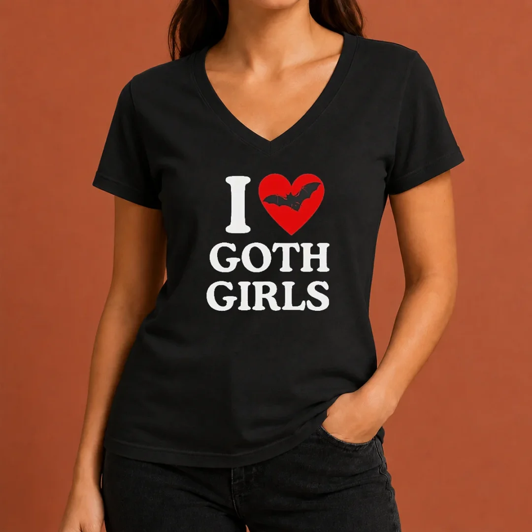 top-i-love-goth-girls-v-neck-shirt Top I Love Goth Girls V-Neck Shirt