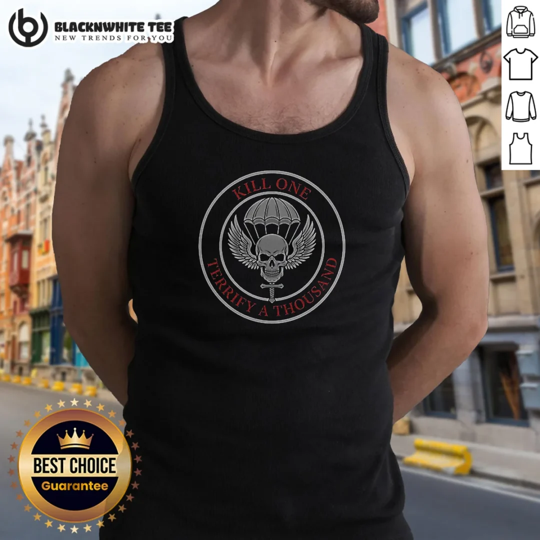 Top Kill One Terrify A Thousand Paratrooper Skull Tank Top Top Kill One Terrify A Thousand Paratrooper Skull Tank Top