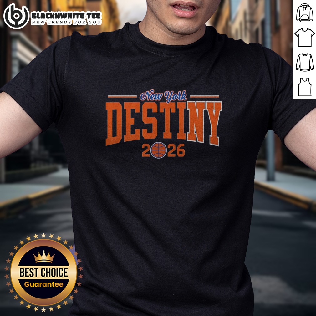 top-new-york-knicks-destiny-2026-bold-arch-championship-basketball-text-shirt Top New York Knicks Destiny 2026 Bold Arch Championship Basketball Text Shirt on a white cotton short sleeve garment