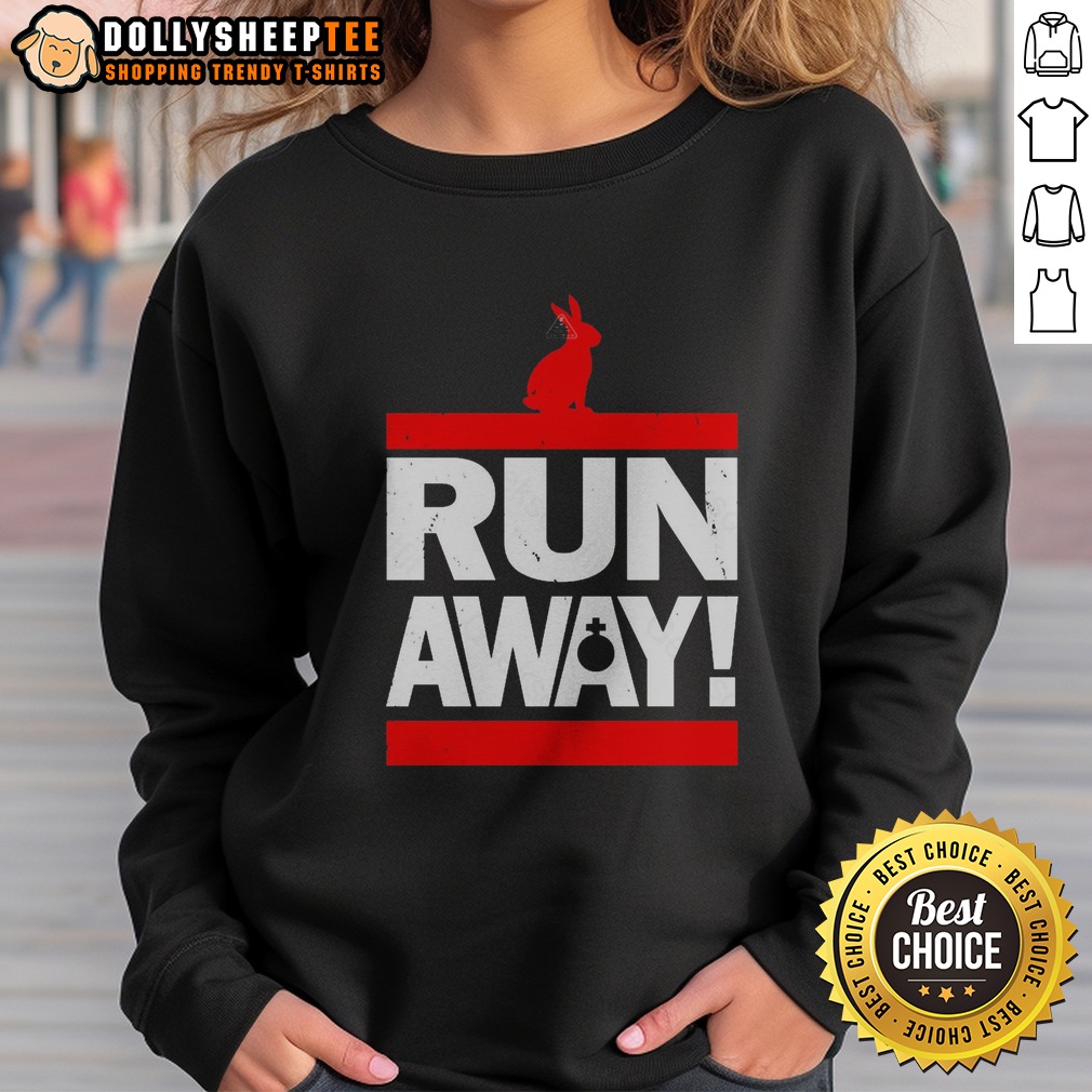 Top Run Away From The Rabbit Sweatshirt Top Run Away From The Rabbit Sweatshirt displayed in a cozy setting, perfect for casual wear.