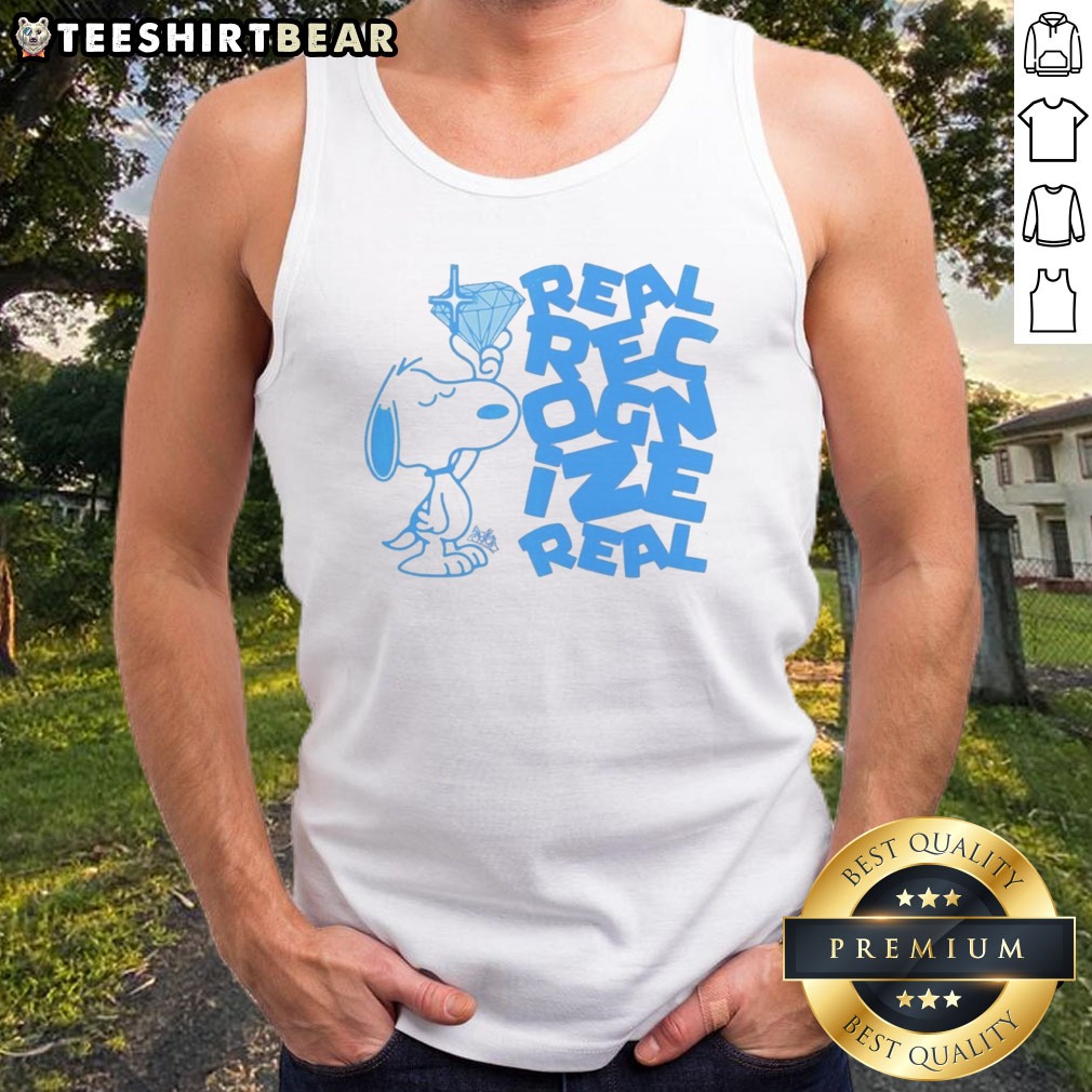top-snoopy-peanuts-real-recognize-real-real-tank-top Top Snoopy Peanuts Real Recognize Real Real Tank top displayed on a wooden background