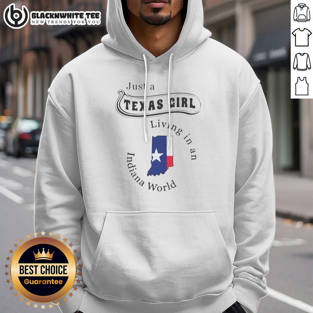 top-to-just-a-texas-girl-living-in-an-indiana-world-apparel-hoodie Top To Just A Texas Girl Living In An Indiana World Apparel Hoodie in charcoal gray with front pocket and drawstring hood