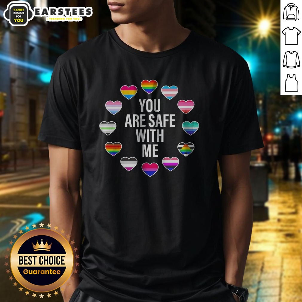 top-you-are-safe-with-me-pride-month-shirt Top You Are Safe With Me Pride Month shirt featuring colorful pride text on a comfortable cotton tee