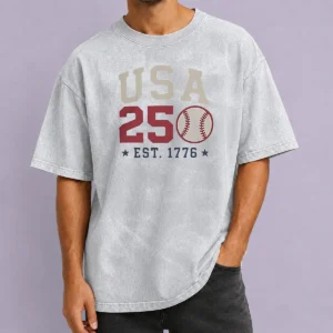 Funny USA 250 EST 1776 Baseball Team Spirit Washed T-Shirt