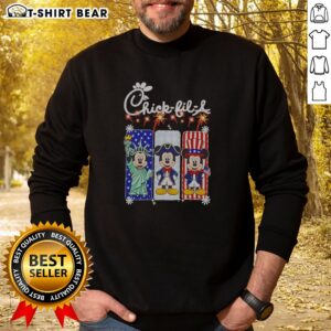 Nice Chick Fil A Mickey Mouse USA Liberty Patriotic Sweatshirt featuring a cozy crewneck design with vibrant patriotic graphics