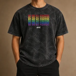 Nice We Are All Fighters UFC MMA Pride Fighter Washed T-Shirt