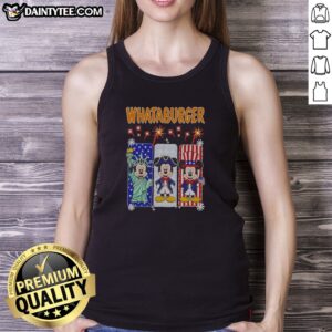 Good Whataburger Statue Of Liberty And Mickey Mouse USA Patriotic Tank Top featuring bold USA-themed graphics on a casual sleeveless shirt