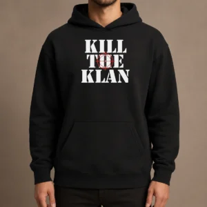 Official Kill The Klan Anti Racism Crosshair Target Graphic Statement Hoodie in black with bold front graphic