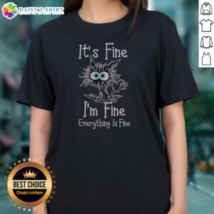 Original It'S Fine I'M Fine Everything Is Fine Panicking Spiky Creature Humor Ladies Shirt featuring a quirky spiky creature graphic