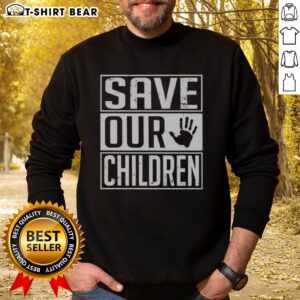 Nice Save Our Children Awareness Vintage Sweatshirt displayed on a hanger, showcasing its unique design.