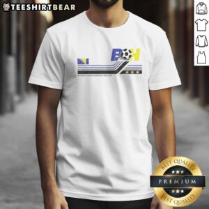 Top Bosnia And Herzegovina National Team Bh Flag International Soccer Shirt displayed on a hanger