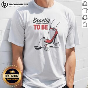 Pretty Cartoon Dog Red Heel Shoe Exactly To Be Where I Want To Be Shirt featuring a fun cartoon dog design