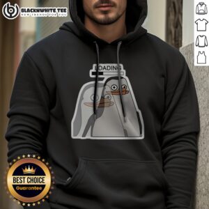Funny Brain Buffering Slow Loading Penguin Hoodie featuring a playful penguin graphic.
