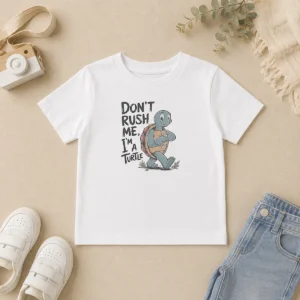 Good Turtle Don'T Rush Me I'M A Turtle Walking With A Wristwatch Funny Animal Kids T-Shirt