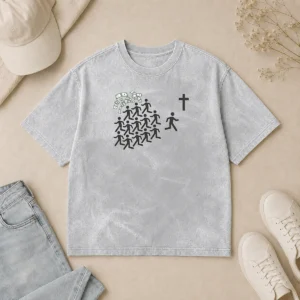 Funny Wearicy Jesus Over Money Graphic Washed T-Shirt