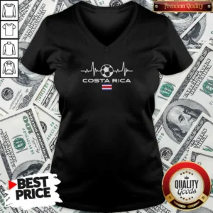 Hot Costa Rica Football Soccer V Neck Shirt v neck optimized showing front view on a fitted garment