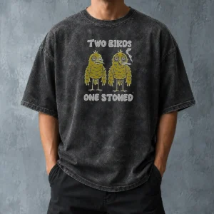 Original Two Birds One Stoned Smoking Washed T-Shirt