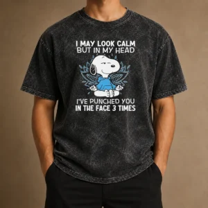 Top Snoopy I May Look Calm But In My Head I'Ve Punched You In The Face 3 Times Washed T-Shirt