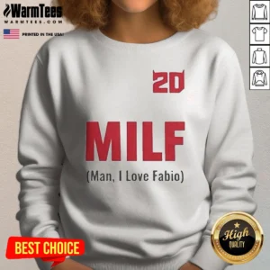 Original 20 Milf Man I Love Fabio Sweatshirt in classic fit, featuring bold graphic print on soft fabric