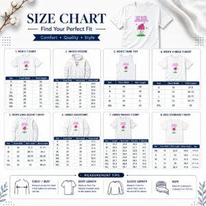 Size chart for Original Too Cute For Your Negativity Sassy Cupcake showing measurements in inches and cm