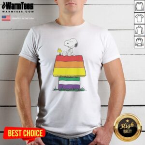 Snoopy Peanuts Happy Pride Month shirt featuring vibrant colors and a joyful design