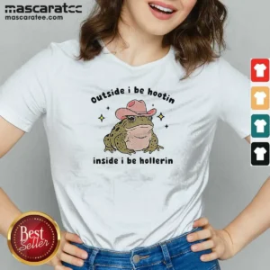 Nice Cowboy Frog Outside I Be Hootin Inside I Be Hollerin V Neck Shirt v neck optimized with short sleeves and comfortable fit