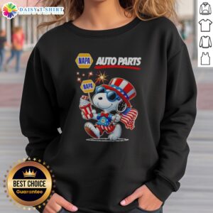 Funny Snoopy X Napa Auto Parts Fourth Of July American 250 Years 1776 2026 Fireworks Sweatshirt showcasing festive design