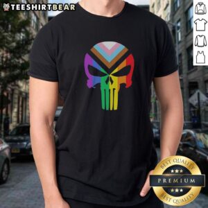 Awesome Punisher Marvel Skull Progressive Pride Shirt featuring a vibrant design for fans of Marvel and pride.