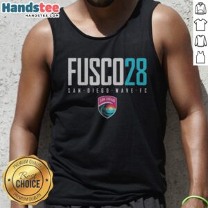 Pretty San Diego Wave FC Fusco 28 Text Logo San Diego Wave FC NWSL Tank top displayed in vibrant colors