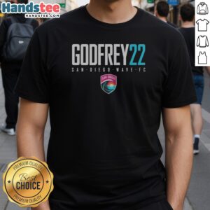 Funny San Diego Wave FC Godfrey 22 Naomi Girma Soccer Player Team NWSL Shirt displayed on a clean background.