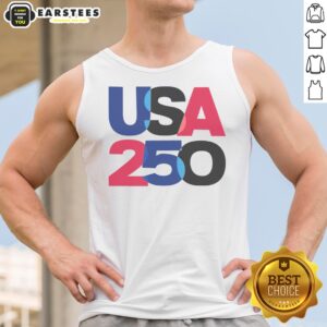 USA 250 Overlay tank top displayed on a wooden background