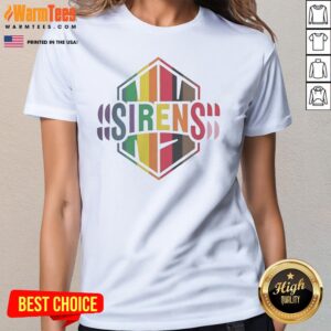 Premium Sirens Pride Flag LGBTQ Rainbow ladies tee in vibrant colors on a soft cotton shirt for women
